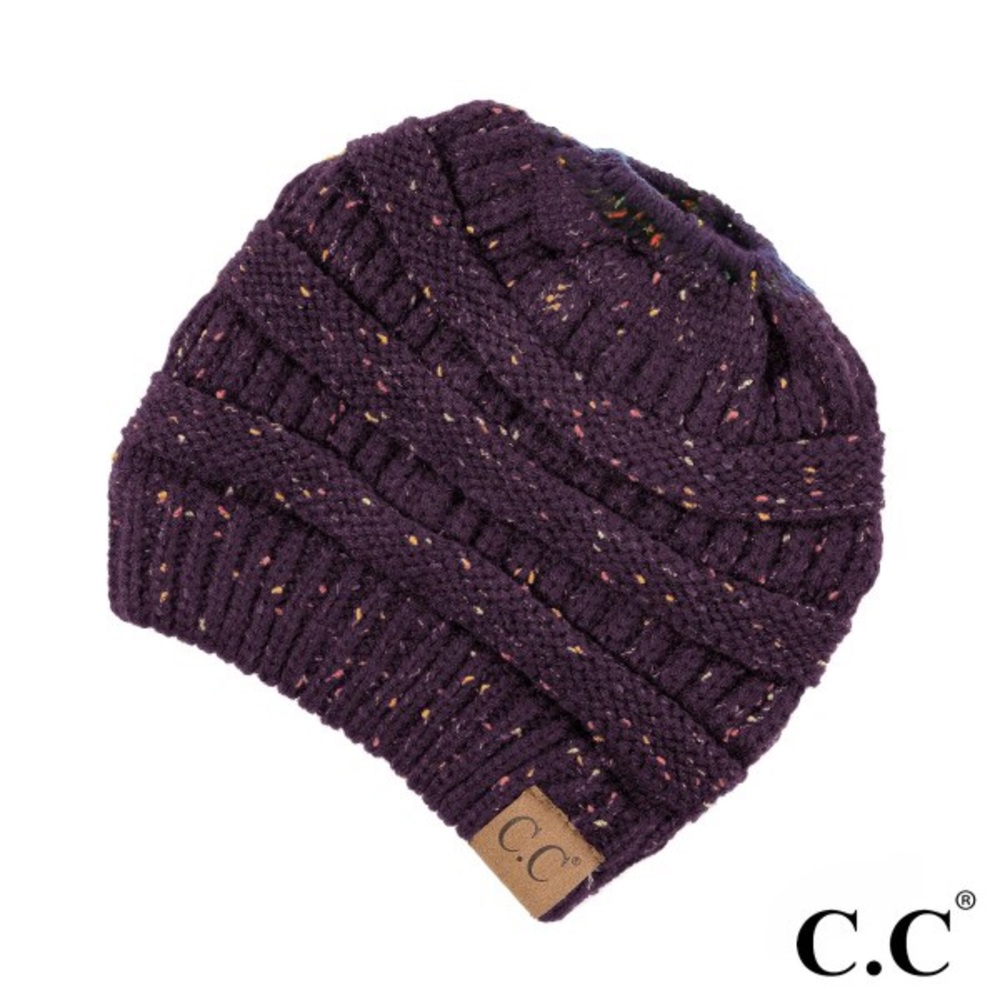 NEW CC Beanie for Ponytail or Messy Bun - Purple